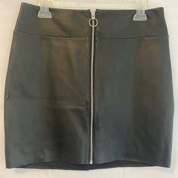 Express Dresses & Skirts - Express Black Faux Leather Full Zip Front Lined Skirt NWT Women's Size 10